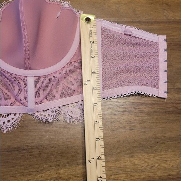 Victoria’s Secret Dream Angels Lace Bustier 32DD Dusty Rose Scalloped Trim NWT - Picture 11 of 13